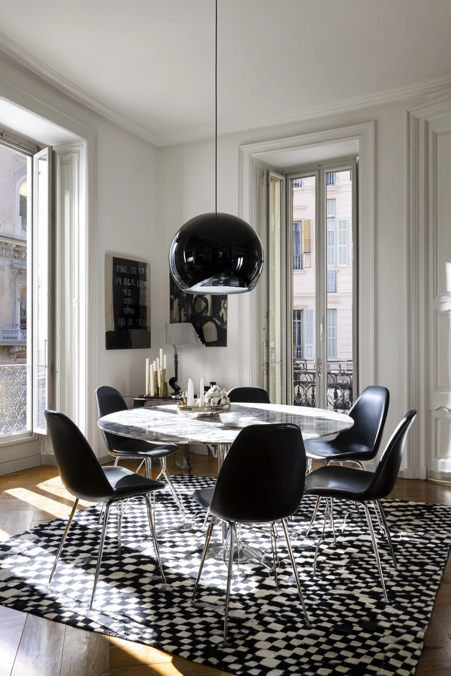 black and white dining room 2