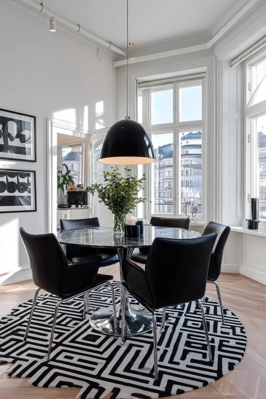 black and white dining room 3