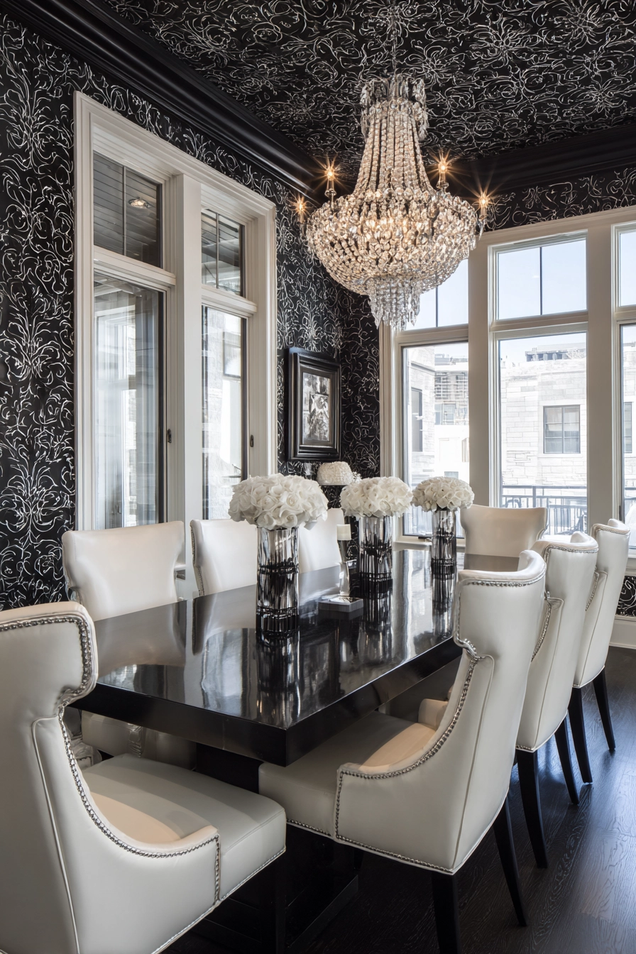 black and white dining room 30