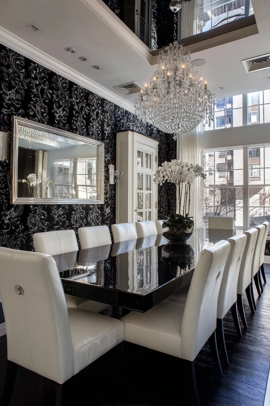 black and white dining room 32