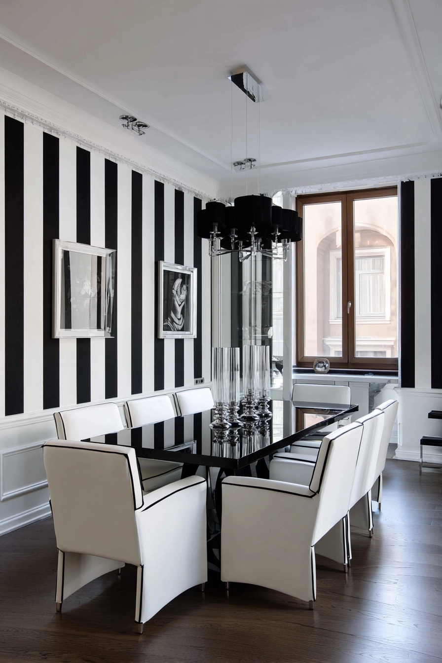 black and white dining room 38