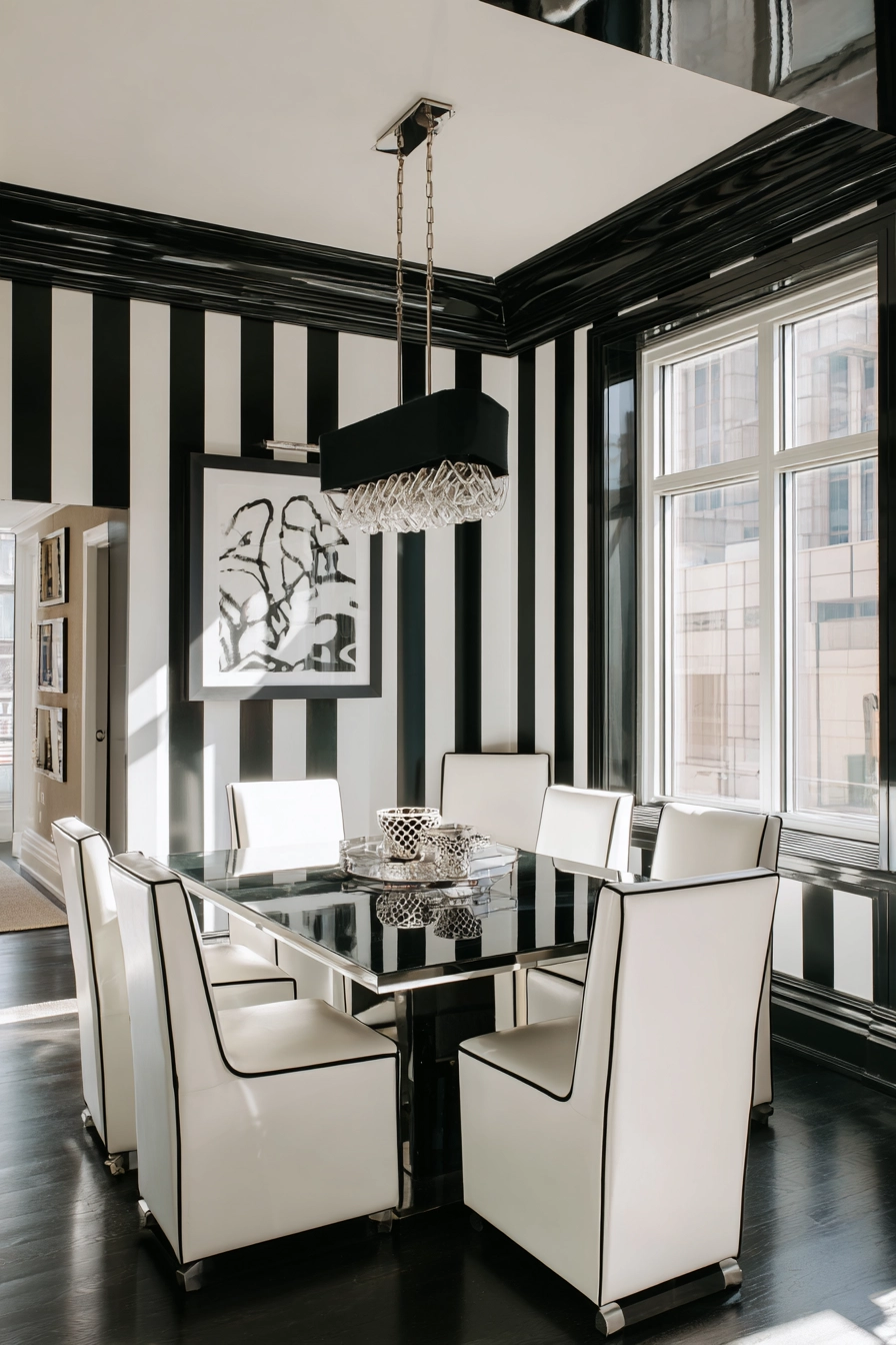black and white dining room 39