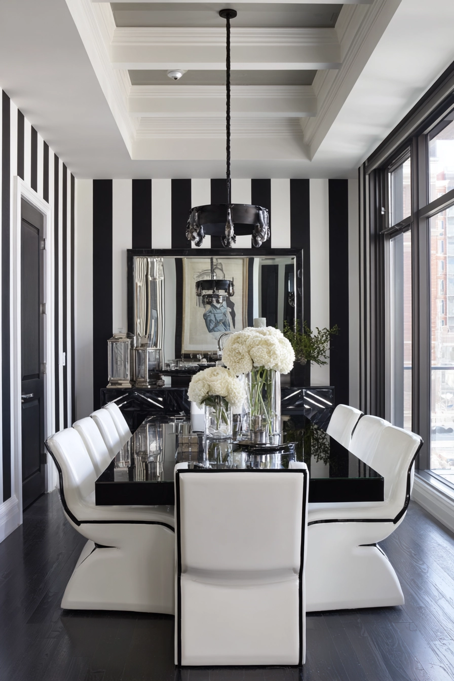 black and white dining room 40