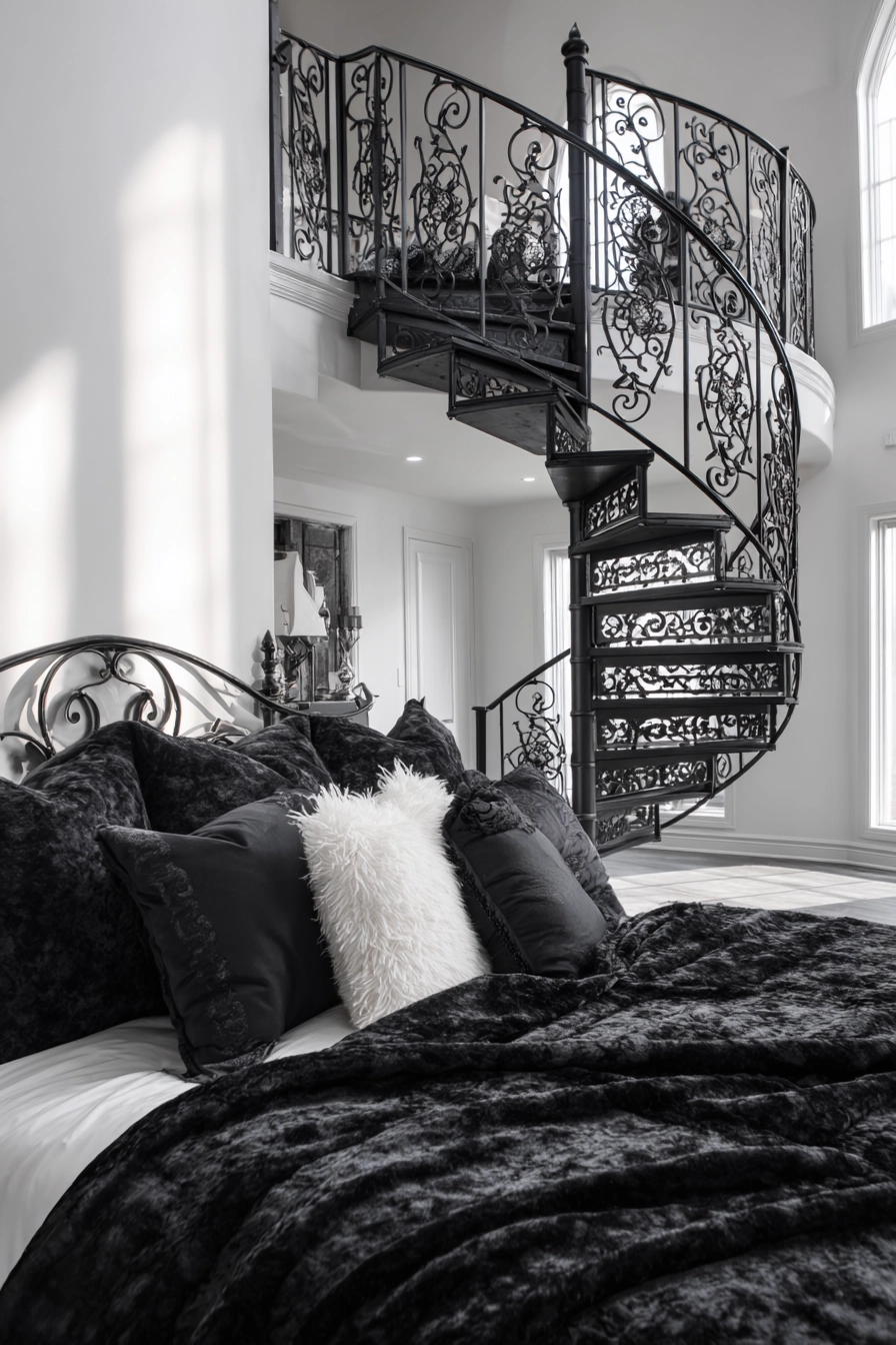 black and white staircase 30