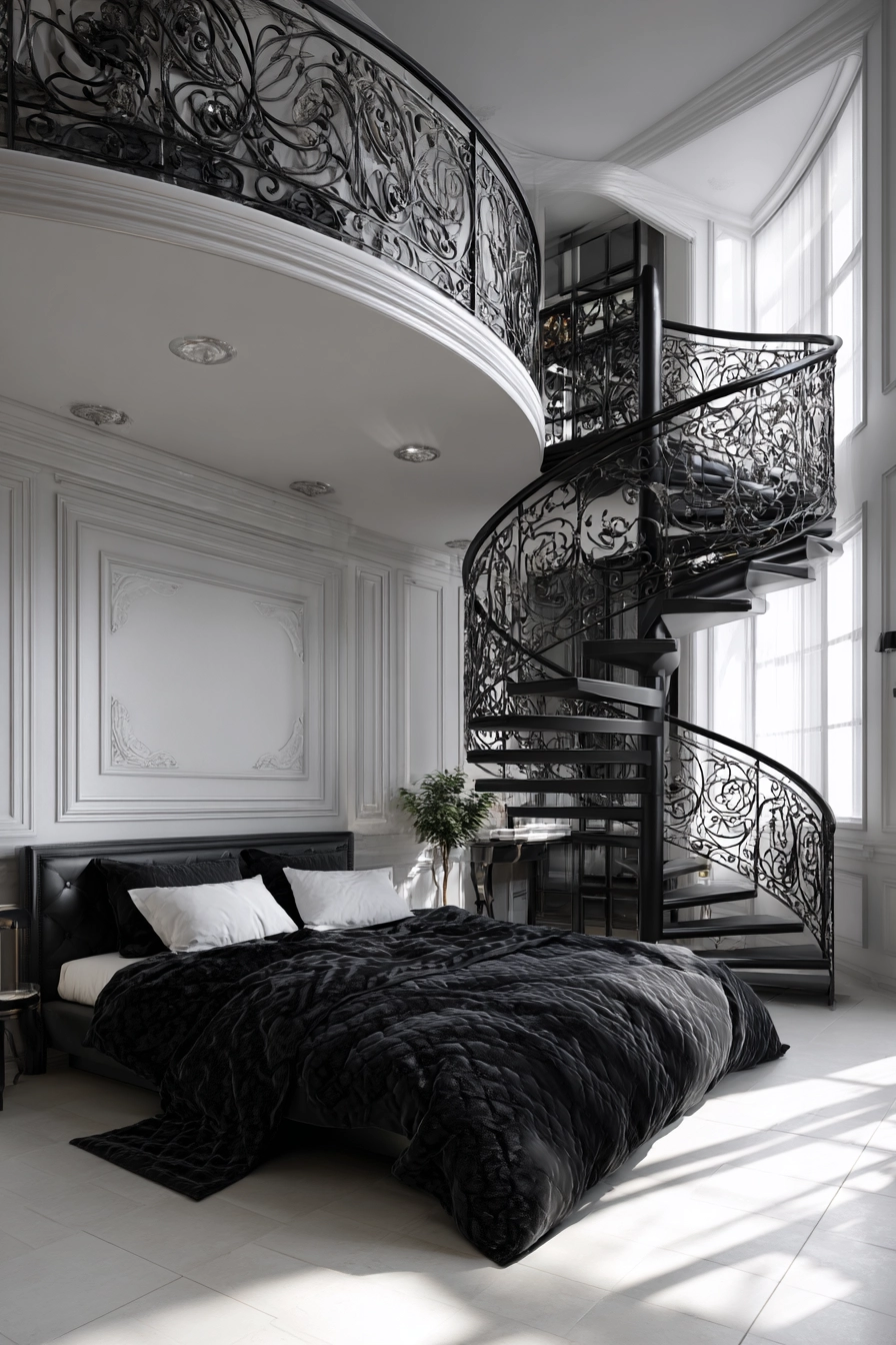 black and white staircase 32