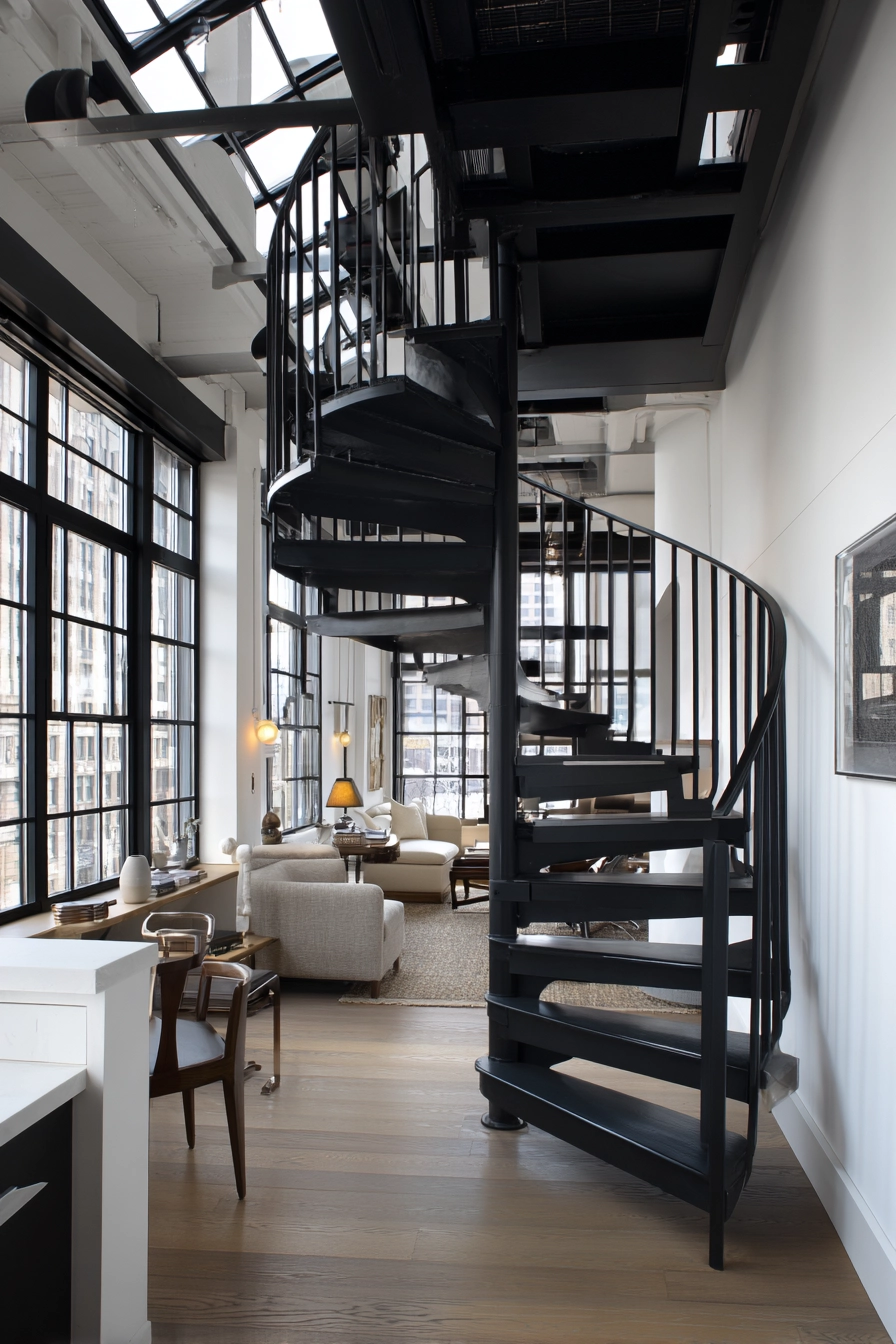 black and white staircase 38
