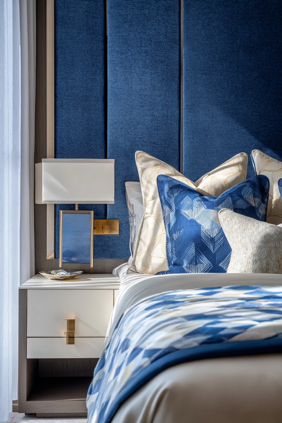 blue and cream bedroom 10