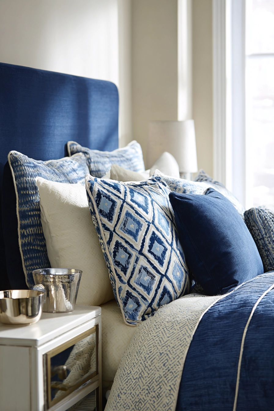 blue and cream bedroom 12