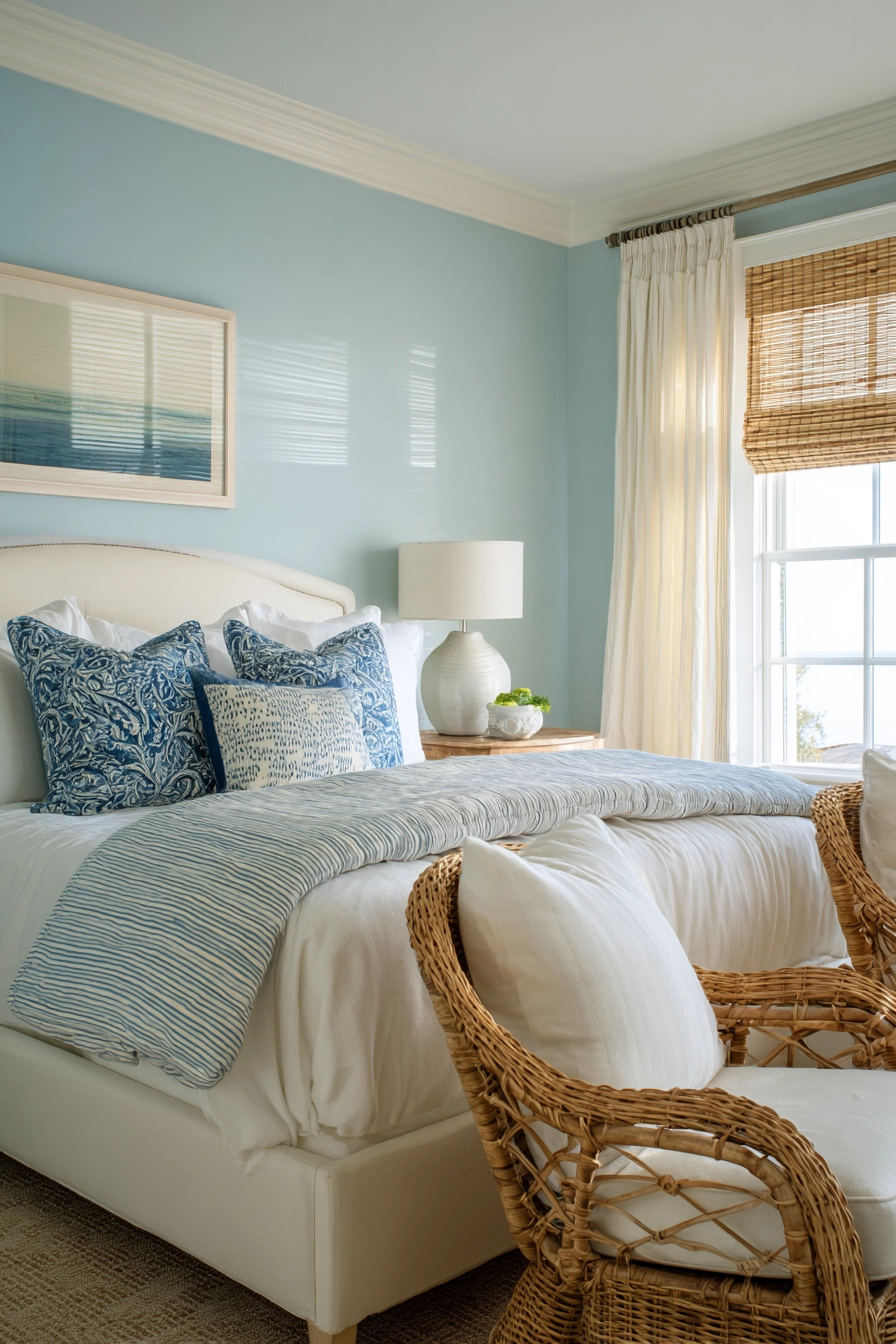 blue and cream bedroom 16