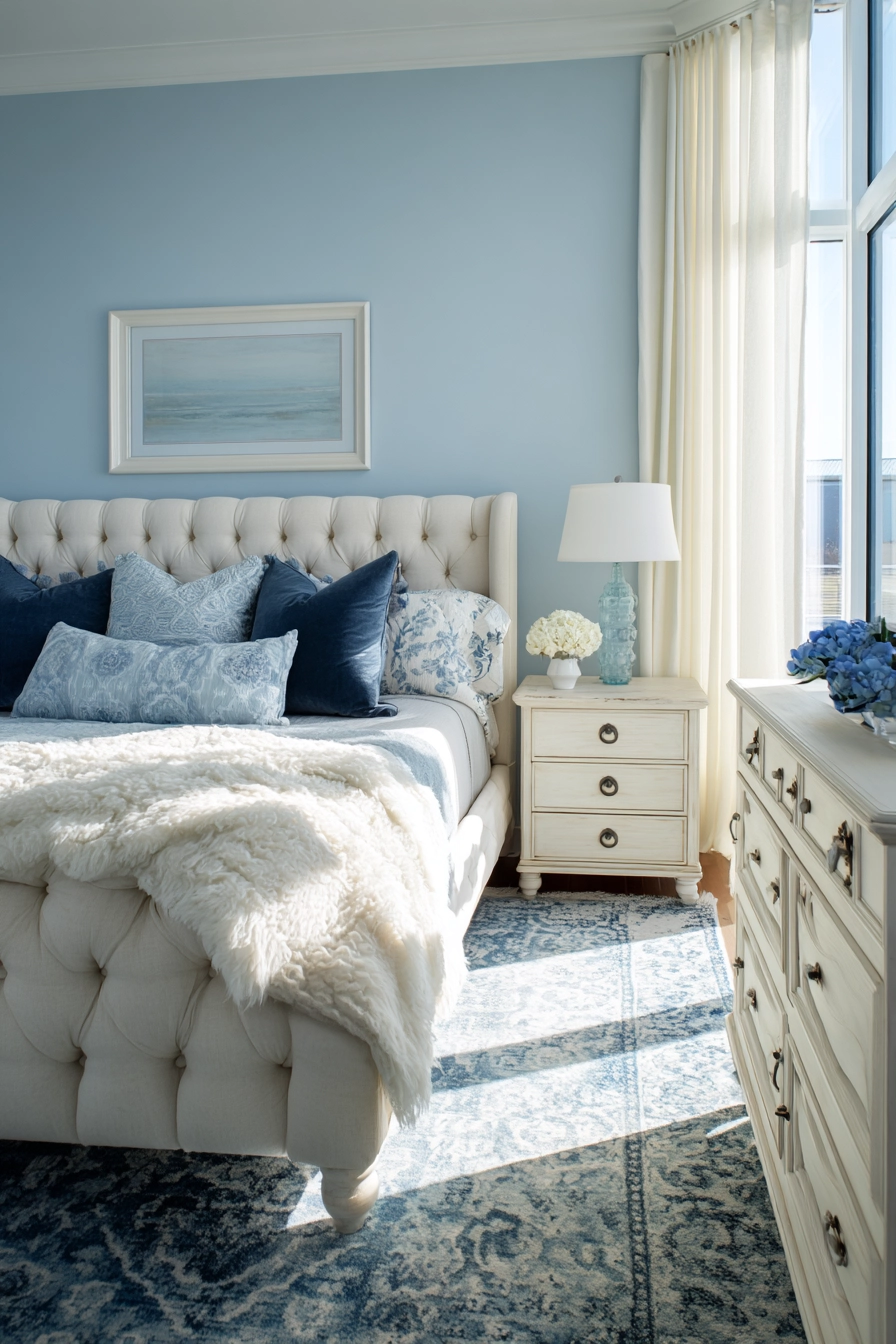 blue and cream bedroom 2