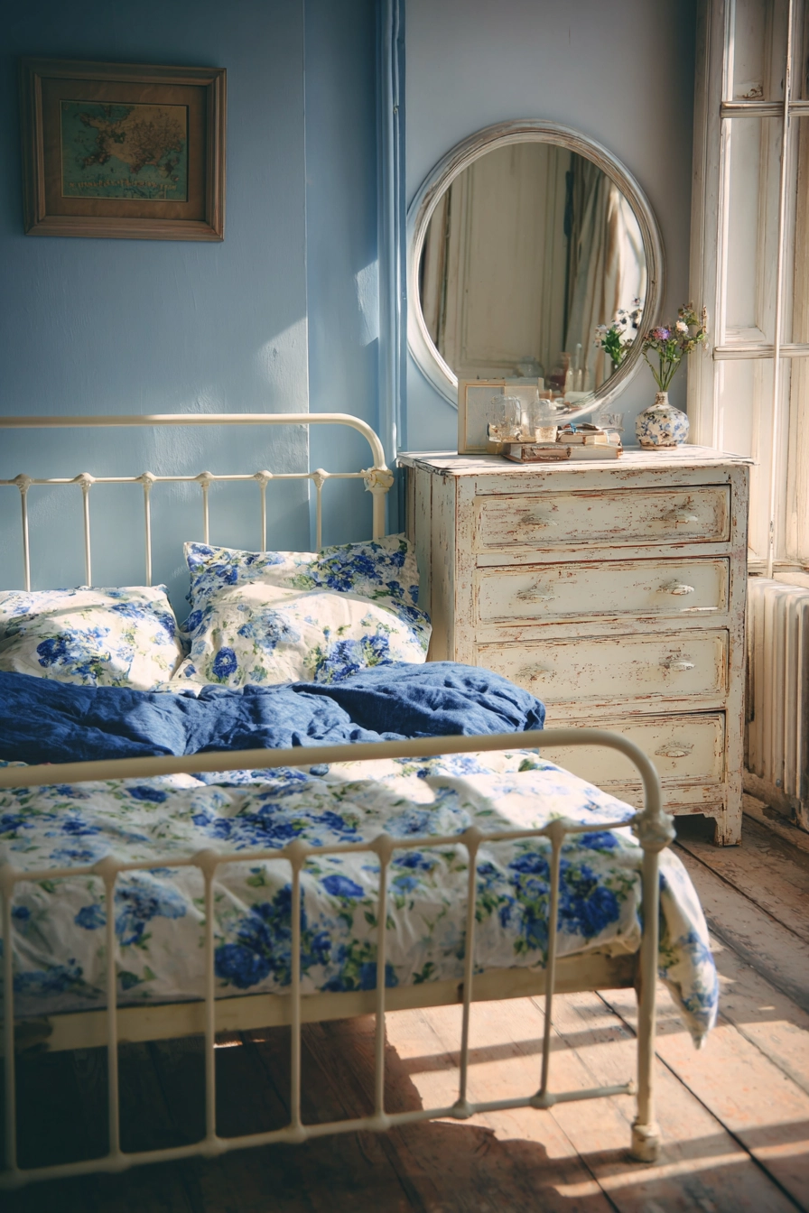 blue and cream bedroom 20