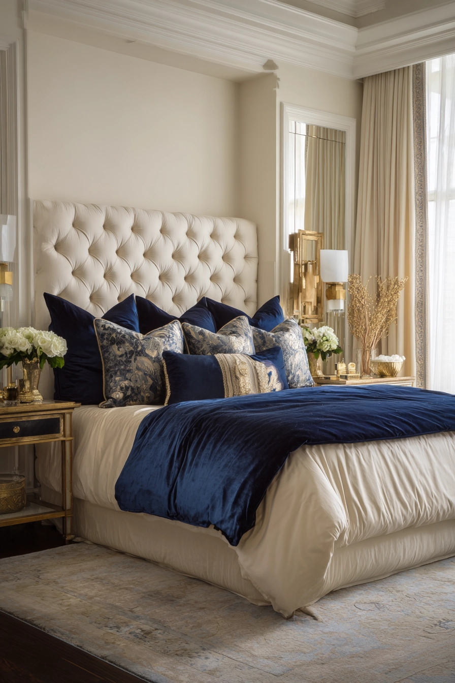 blue and cream bedroom 21