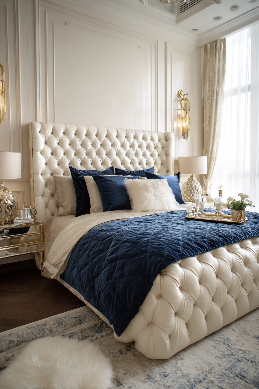 blue and cream bedroom 23