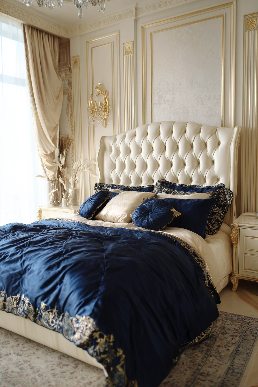 blue and cream bedroom 24