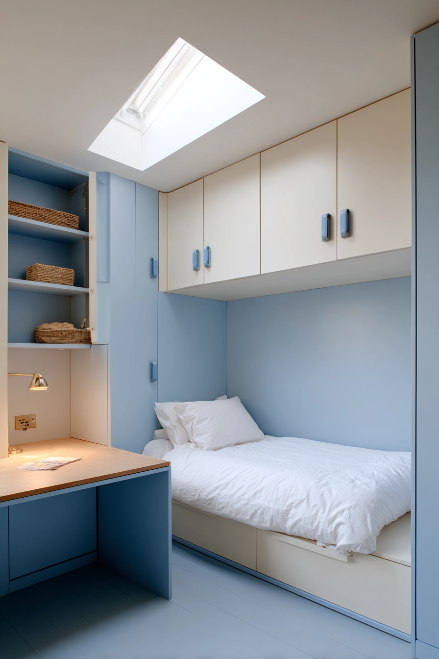 blue and cream bedroom 28