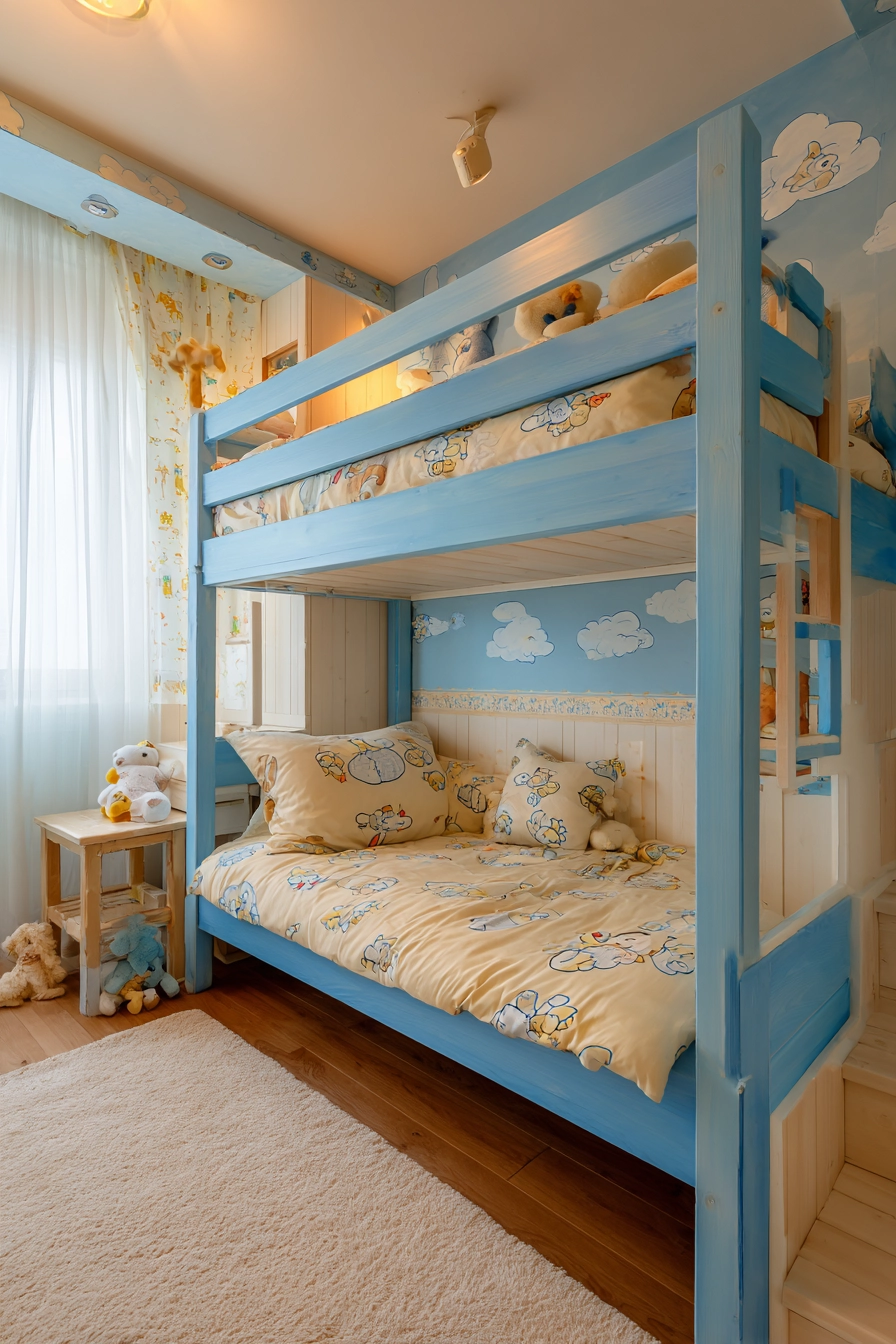 blue and cream bedroom 30
