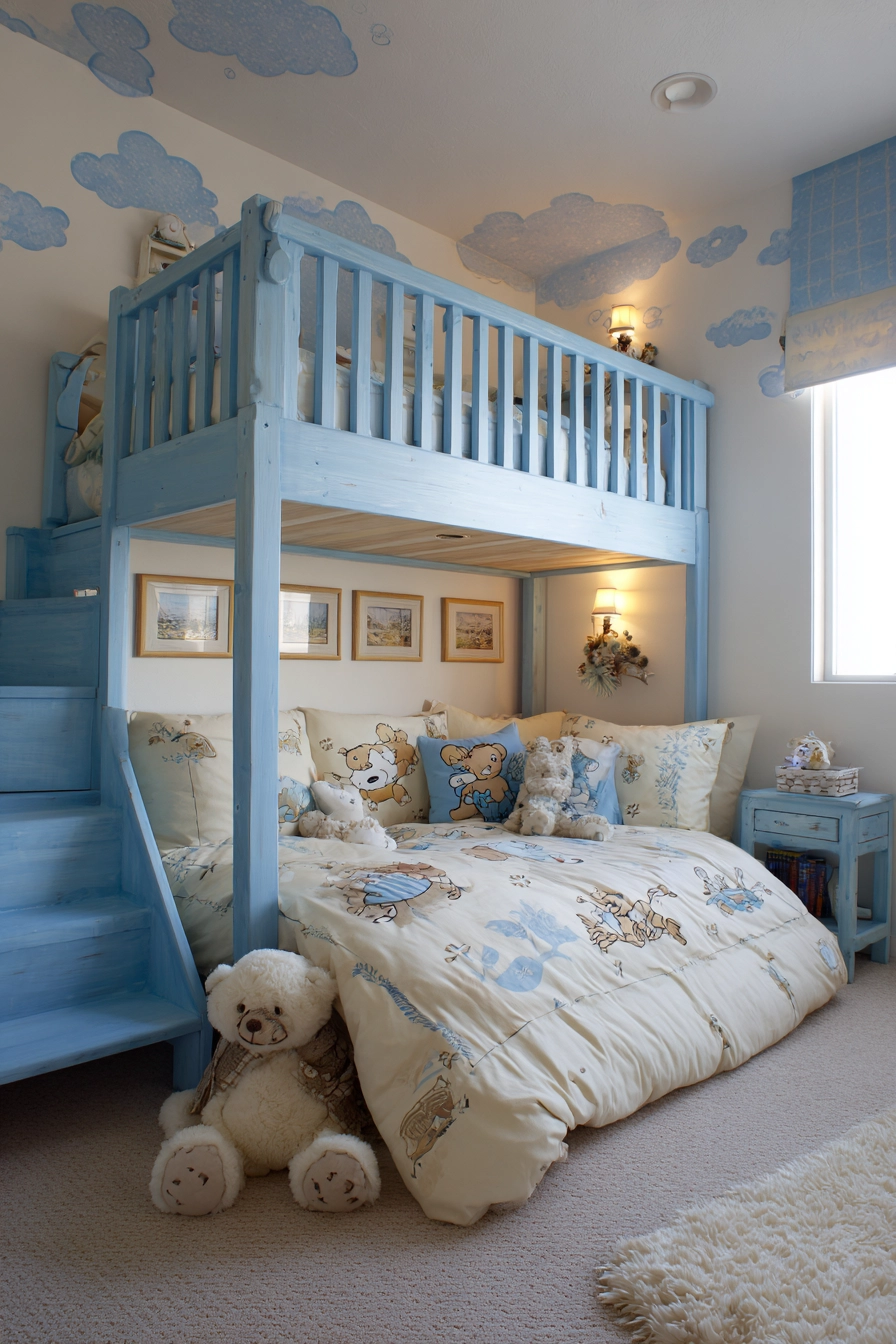 blue and cream bedroom 32