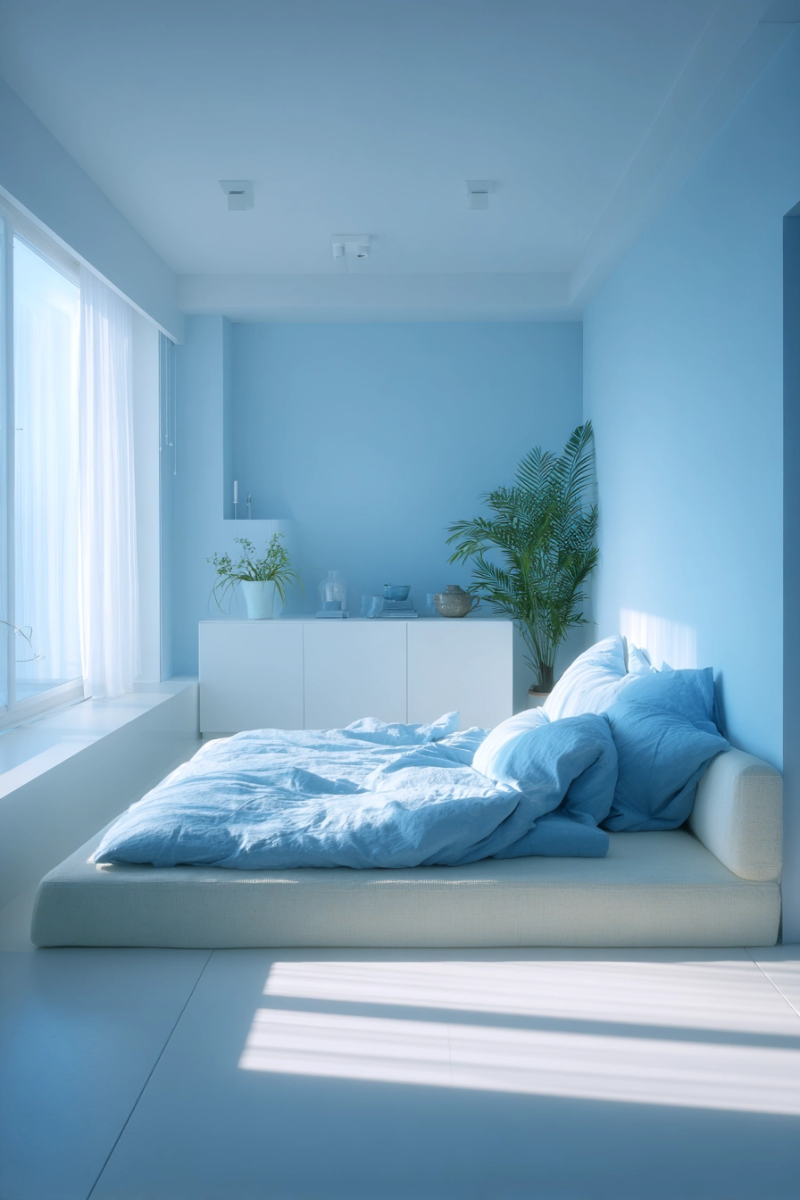 blue and cream bedroom 33