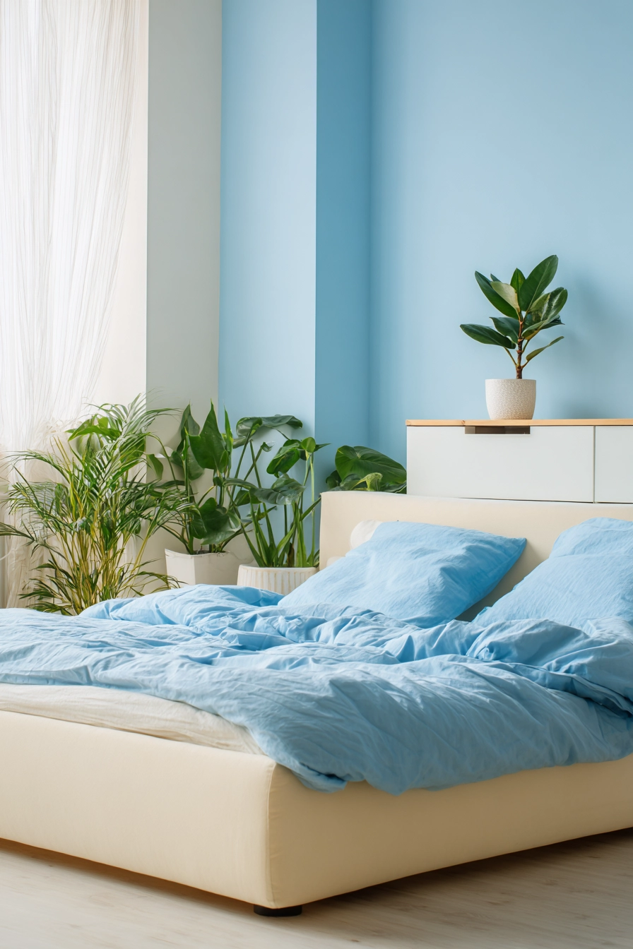 blue and cream bedroom 34