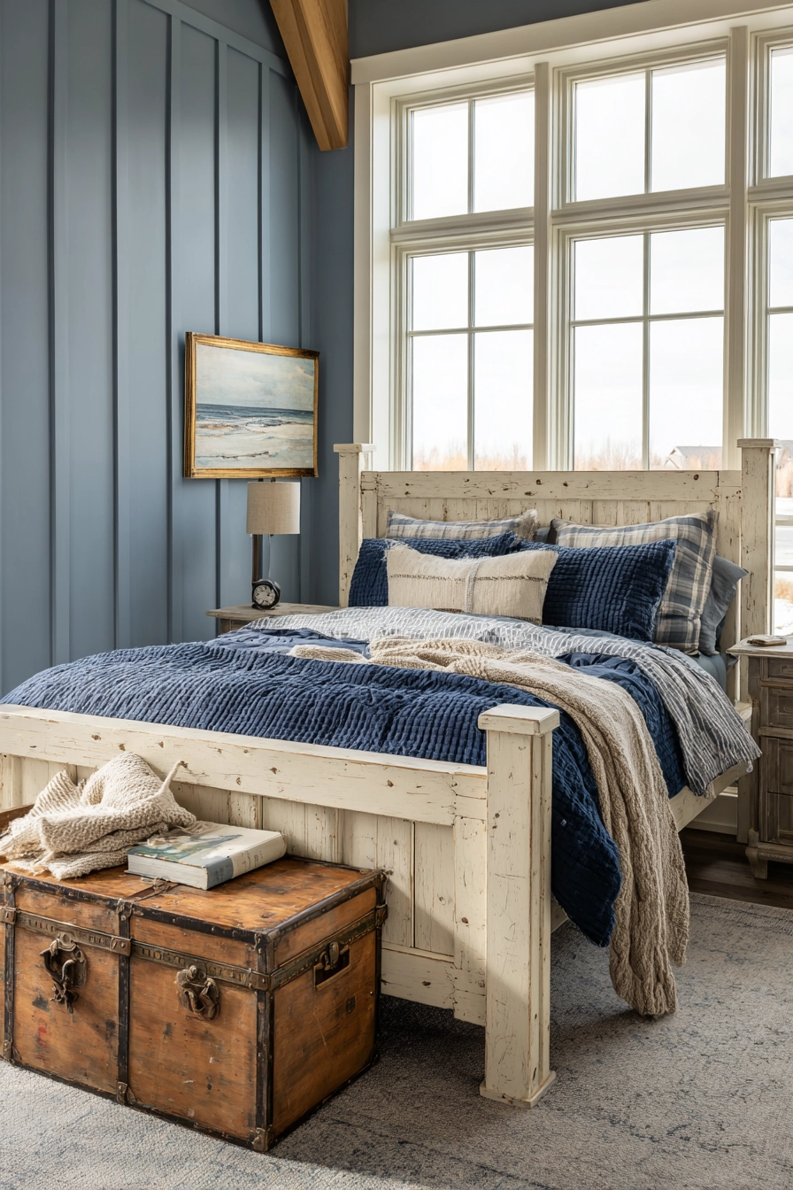 blue and cream bedroom 37
