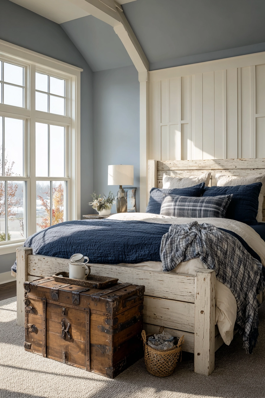 blue and cream bedroom 38