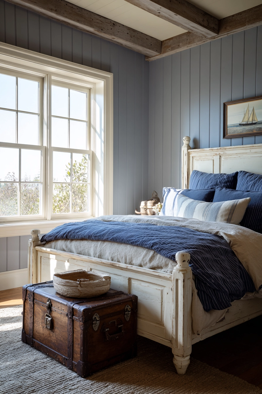 blue and cream bedroom 40