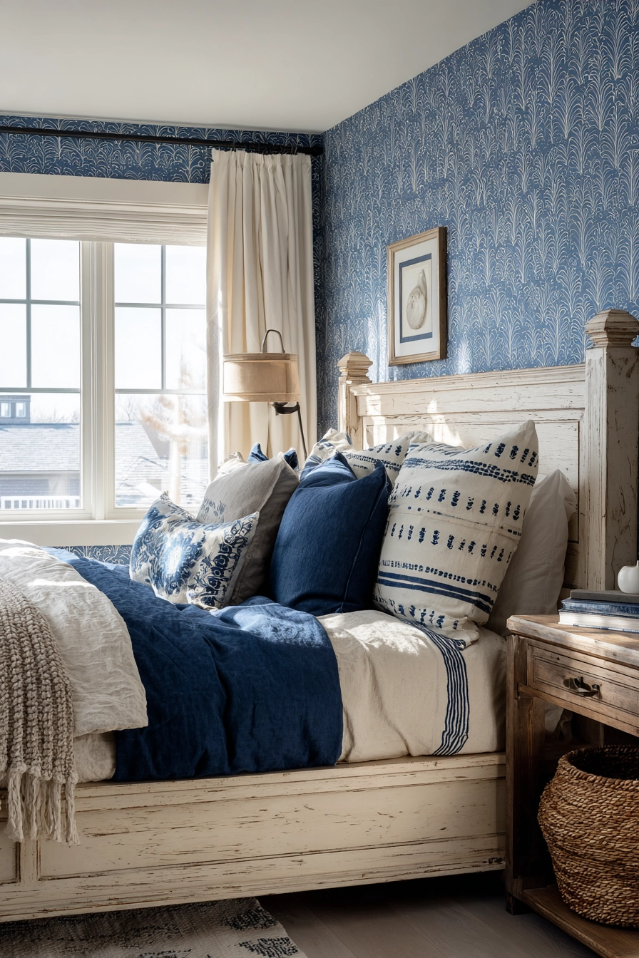 blue and cream bedroom 5