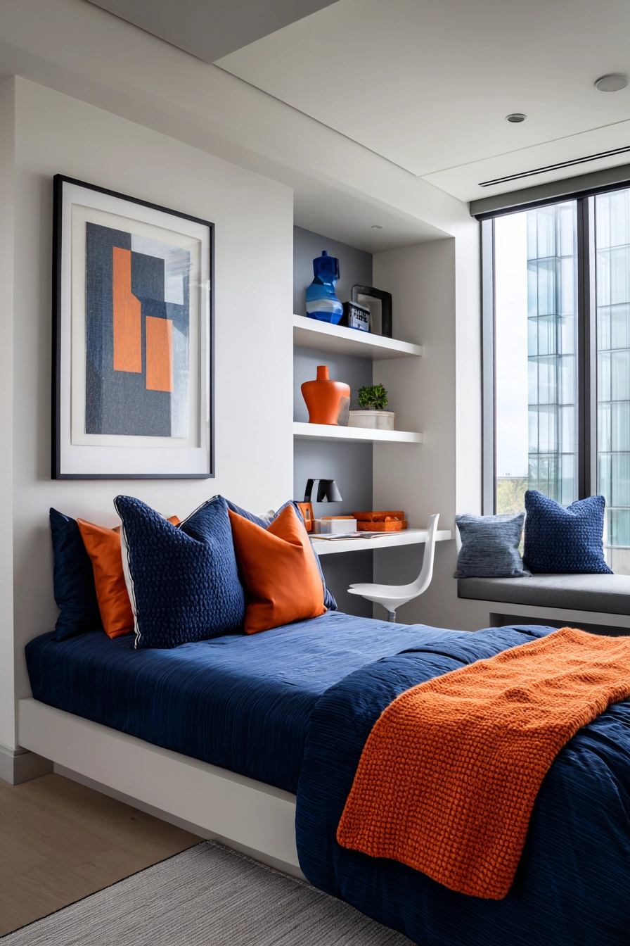 blue and orange bedroom 10