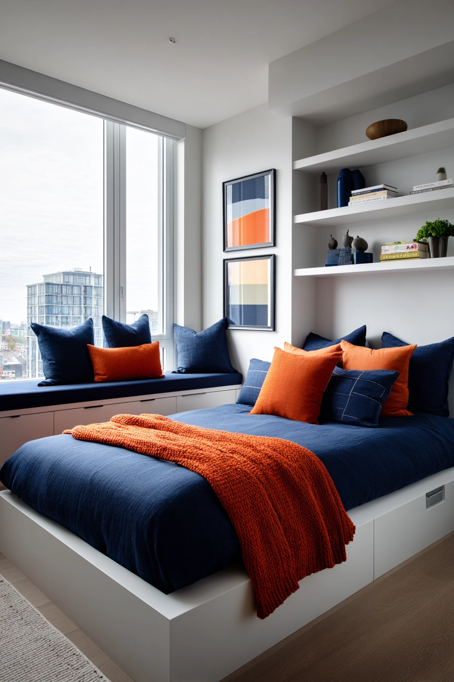 blue and orange bedroom 11
