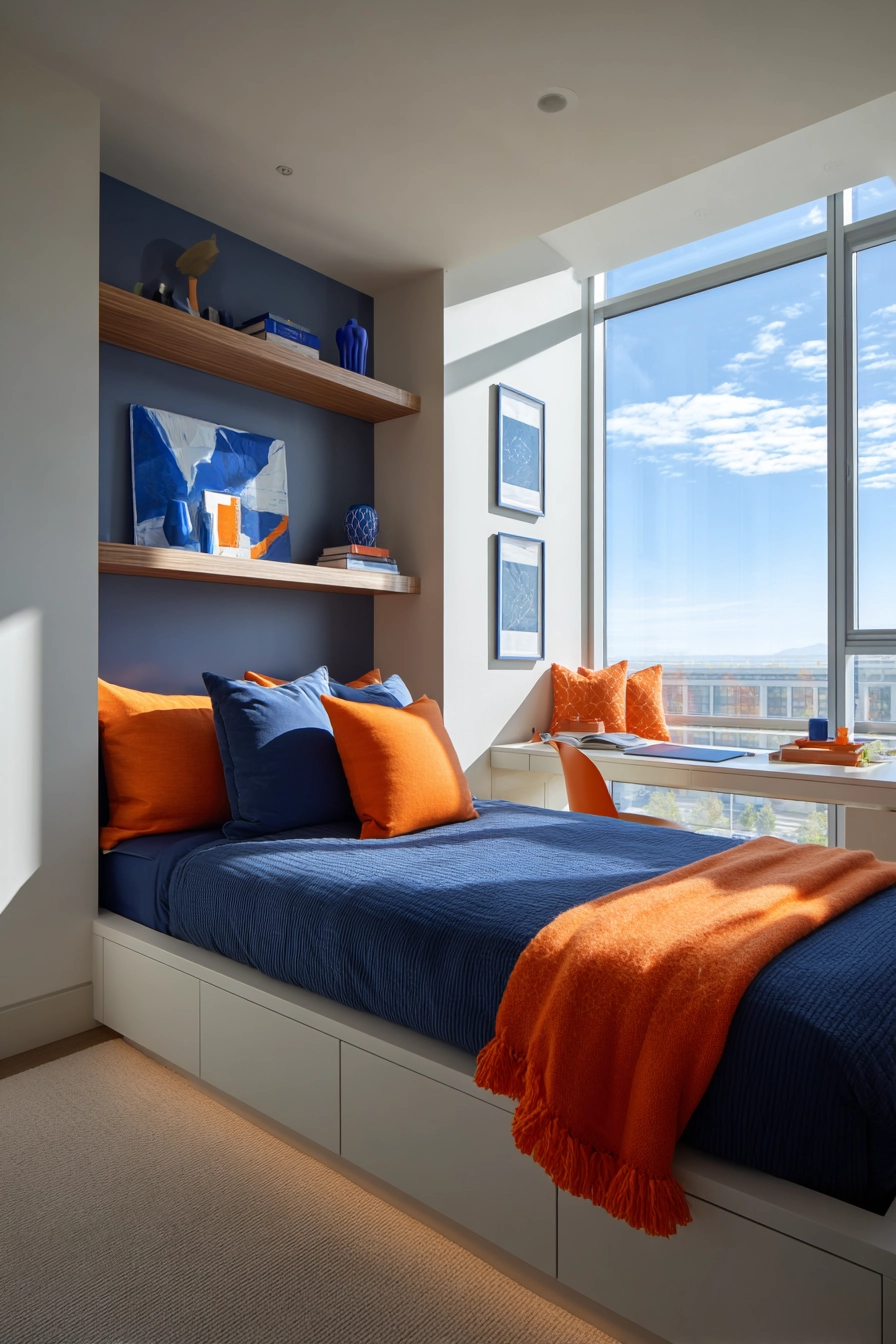 blue and orange bedroom 12