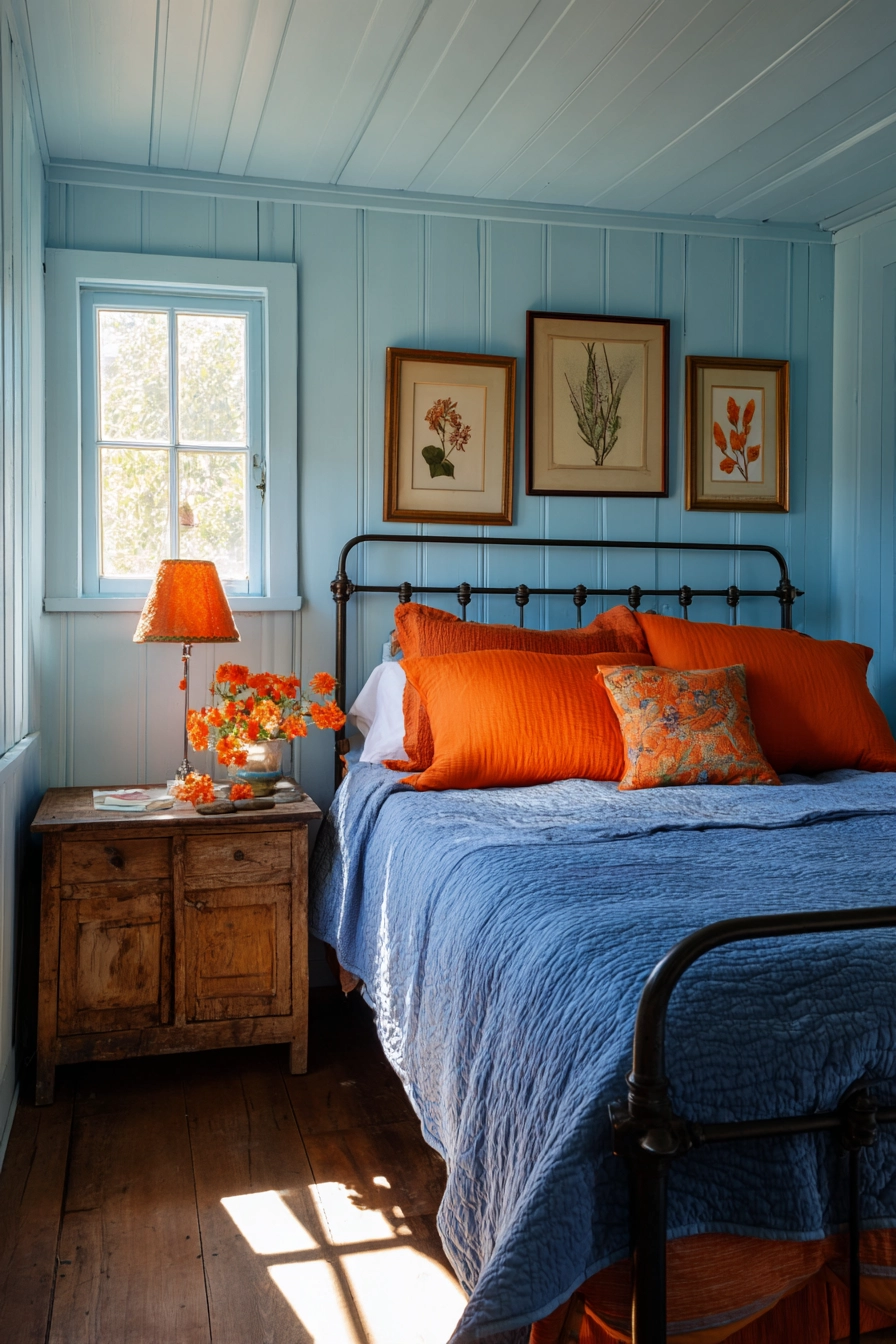 blue and orange bedroom 13