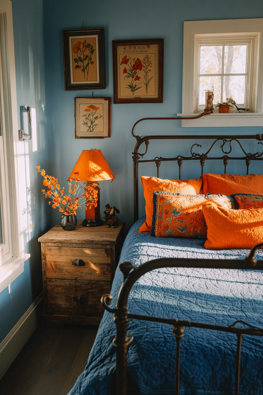 blue and orange bedroom 14