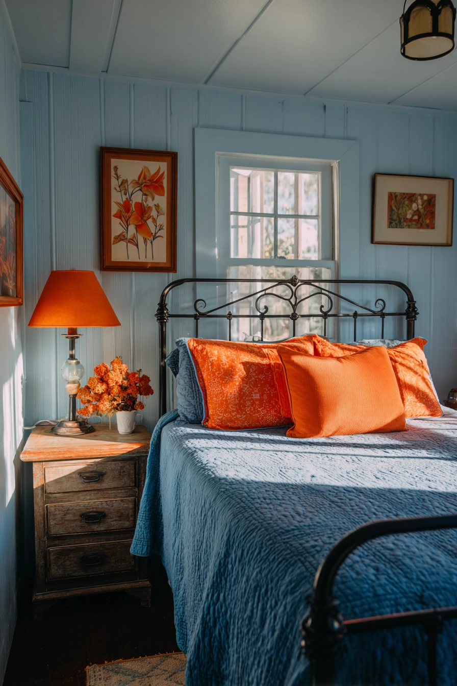 blue and orange bedroom 15