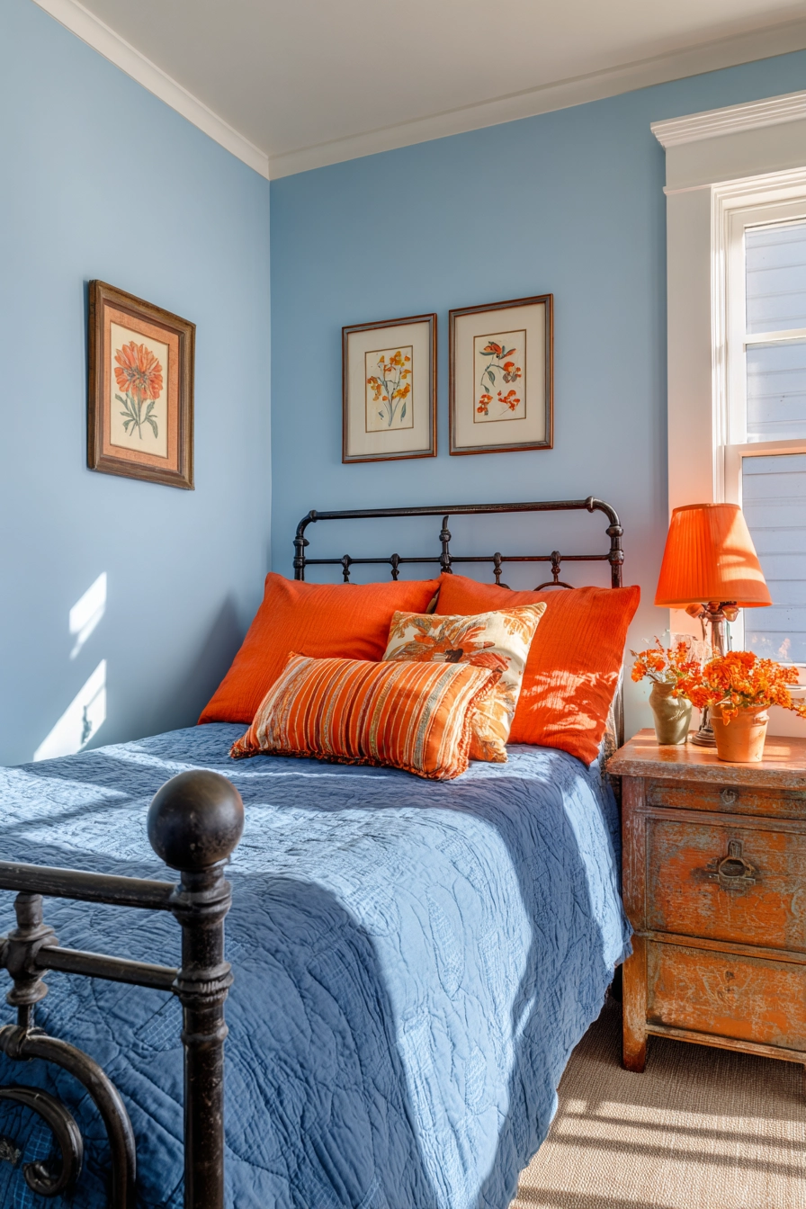 blue and orange bedroom 16