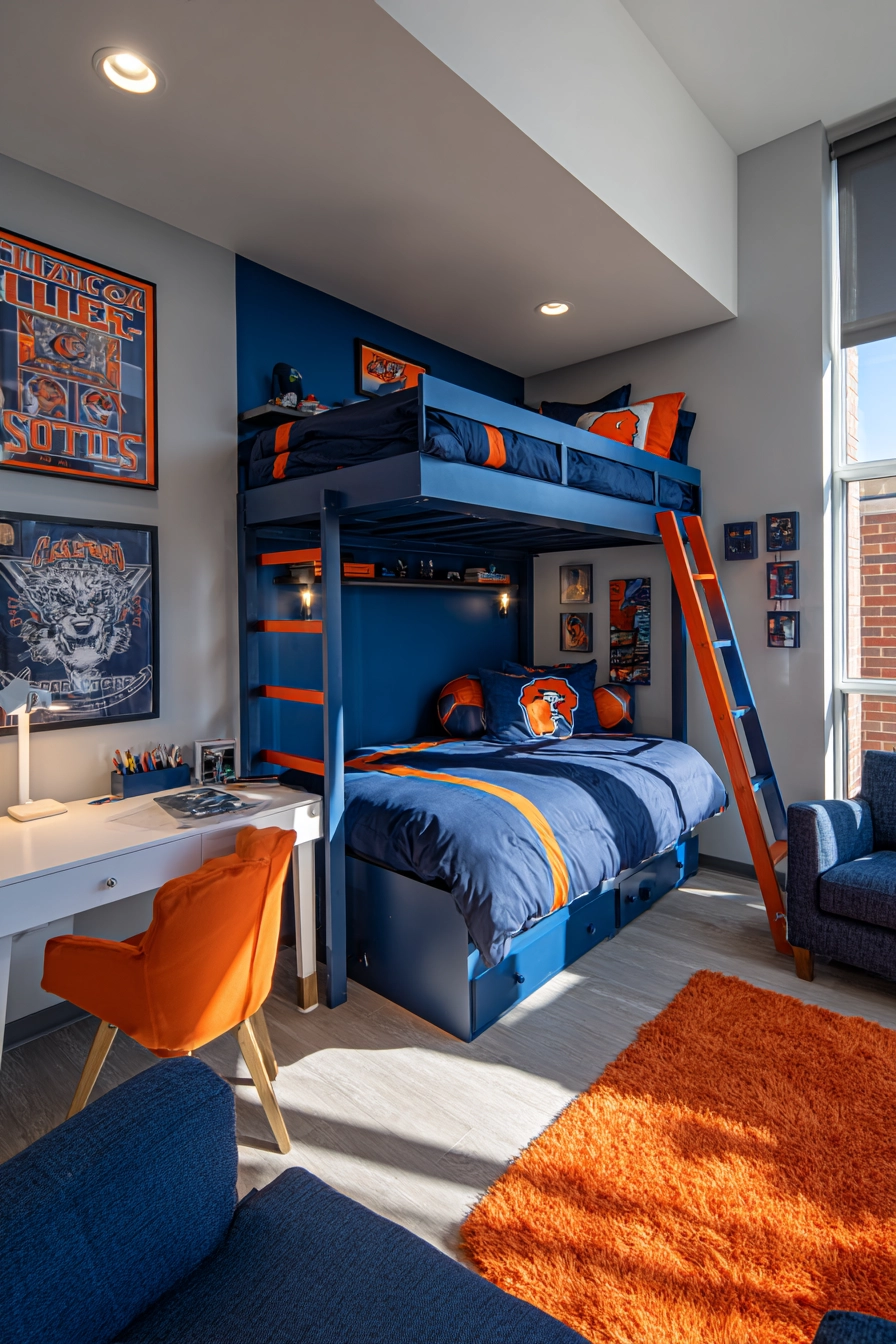 blue and orange bedroom 17