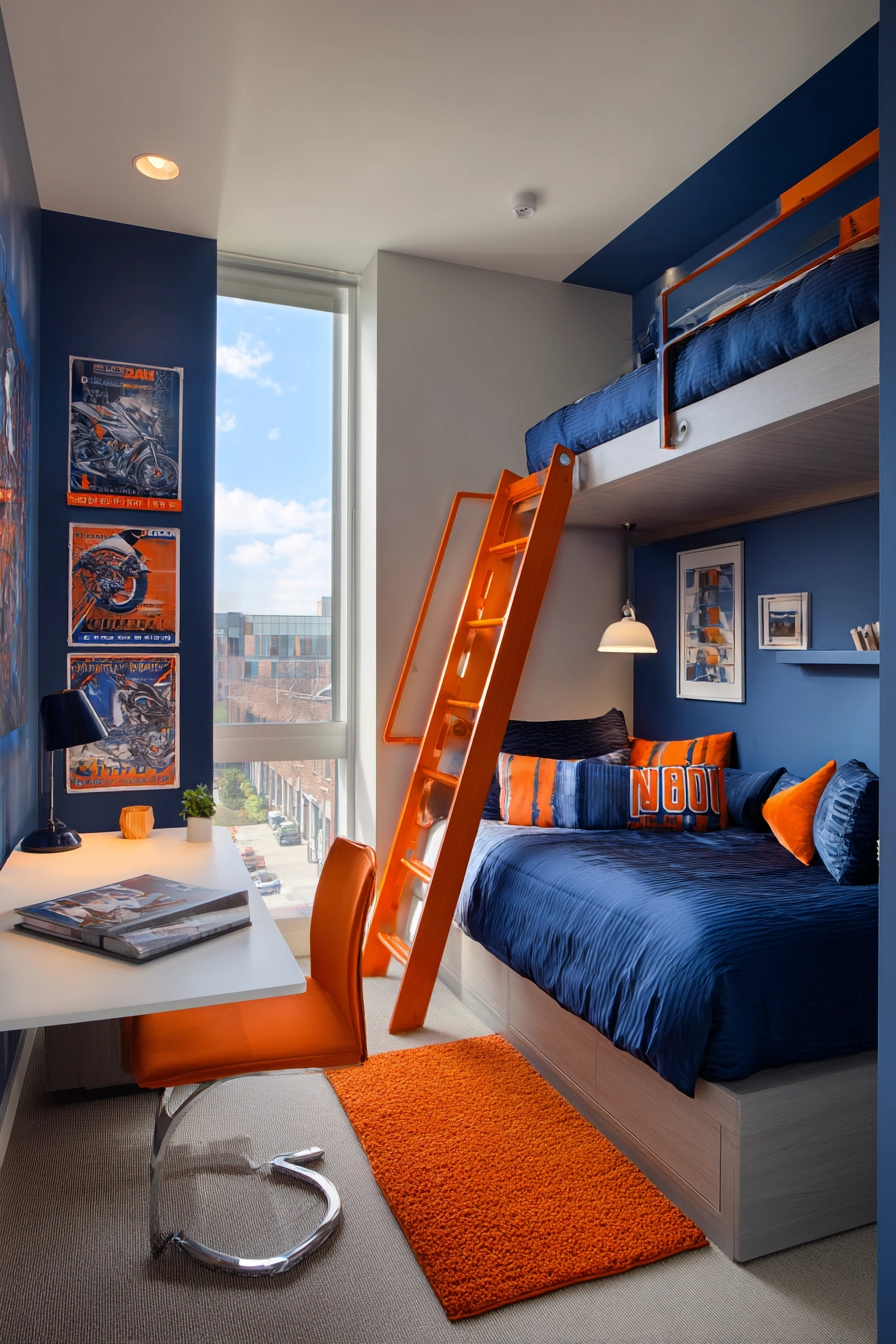 blue and orange bedroom 18