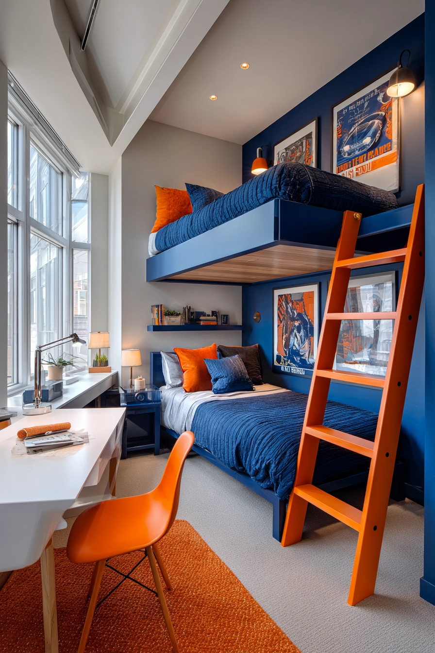 blue and orange bedroom 19