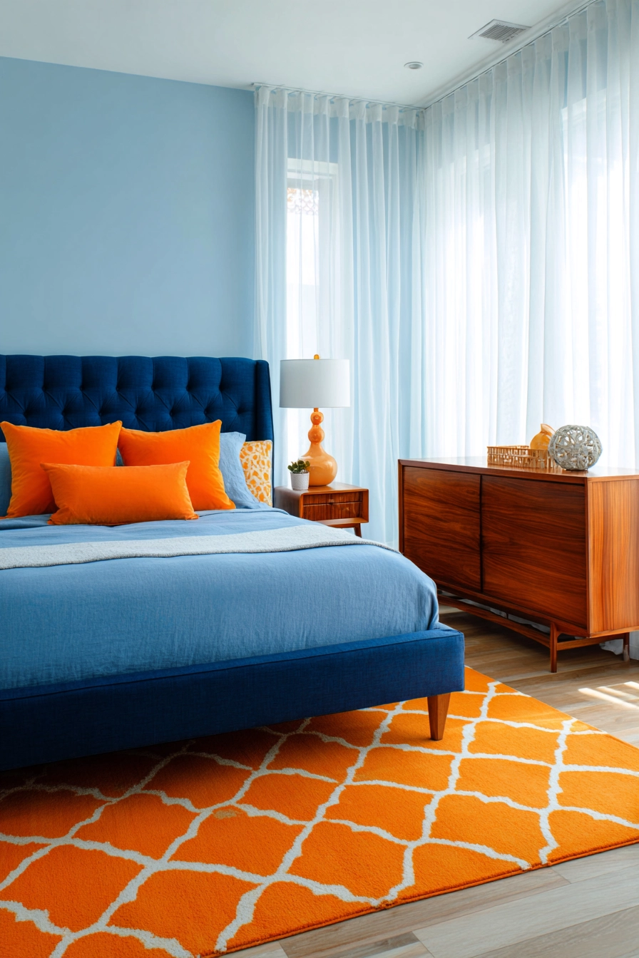 blue and orange bedroom 2