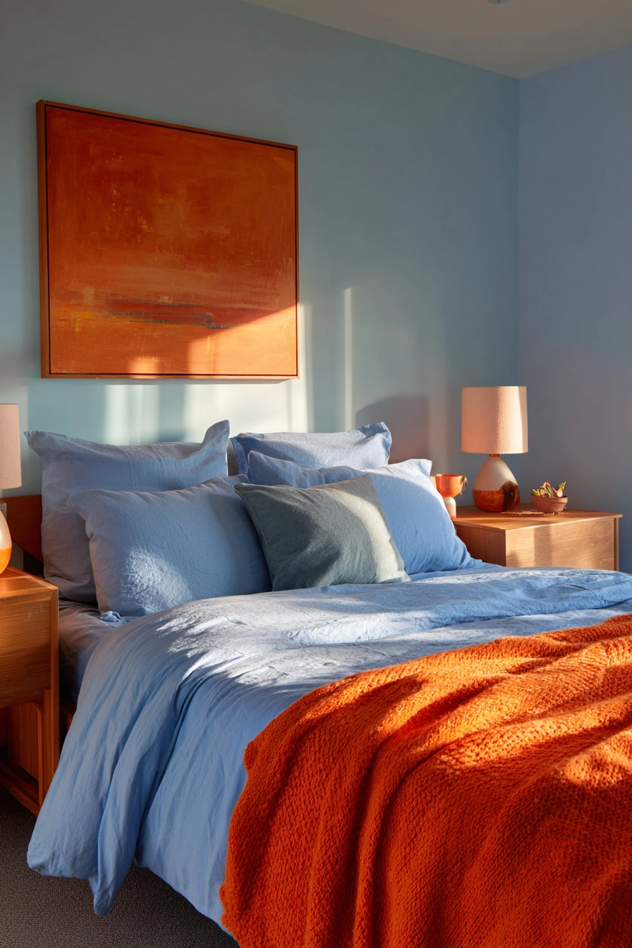 blue and orange bedroom 22