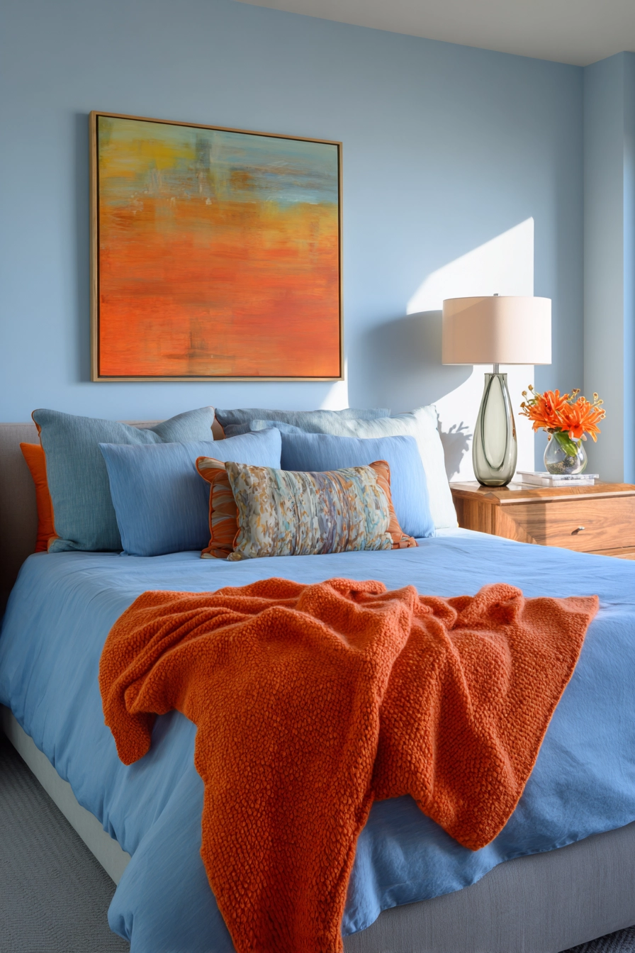 blue and orange bedroom 23