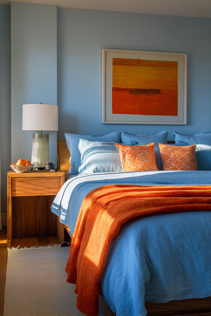 blue and orange bedroom 24