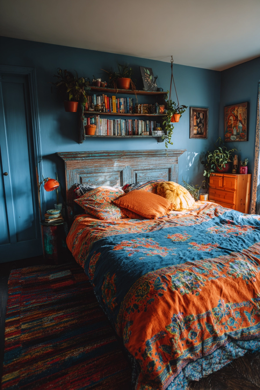 blue and orange bedroom 25