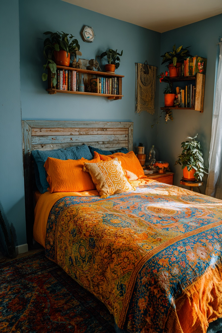 blue and orange bedroom 26