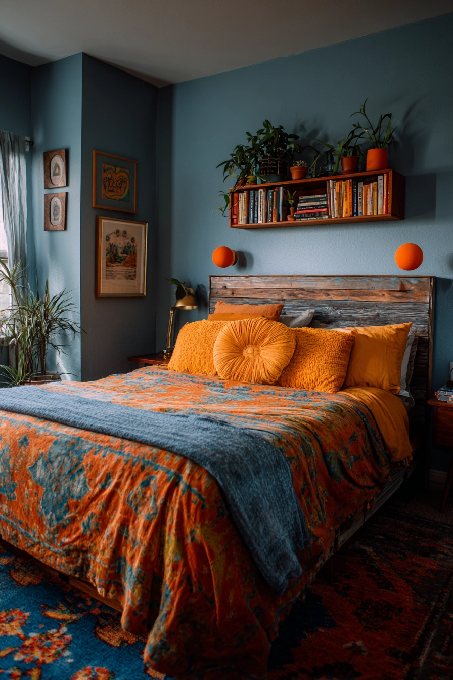 blue and orange bedroom 27