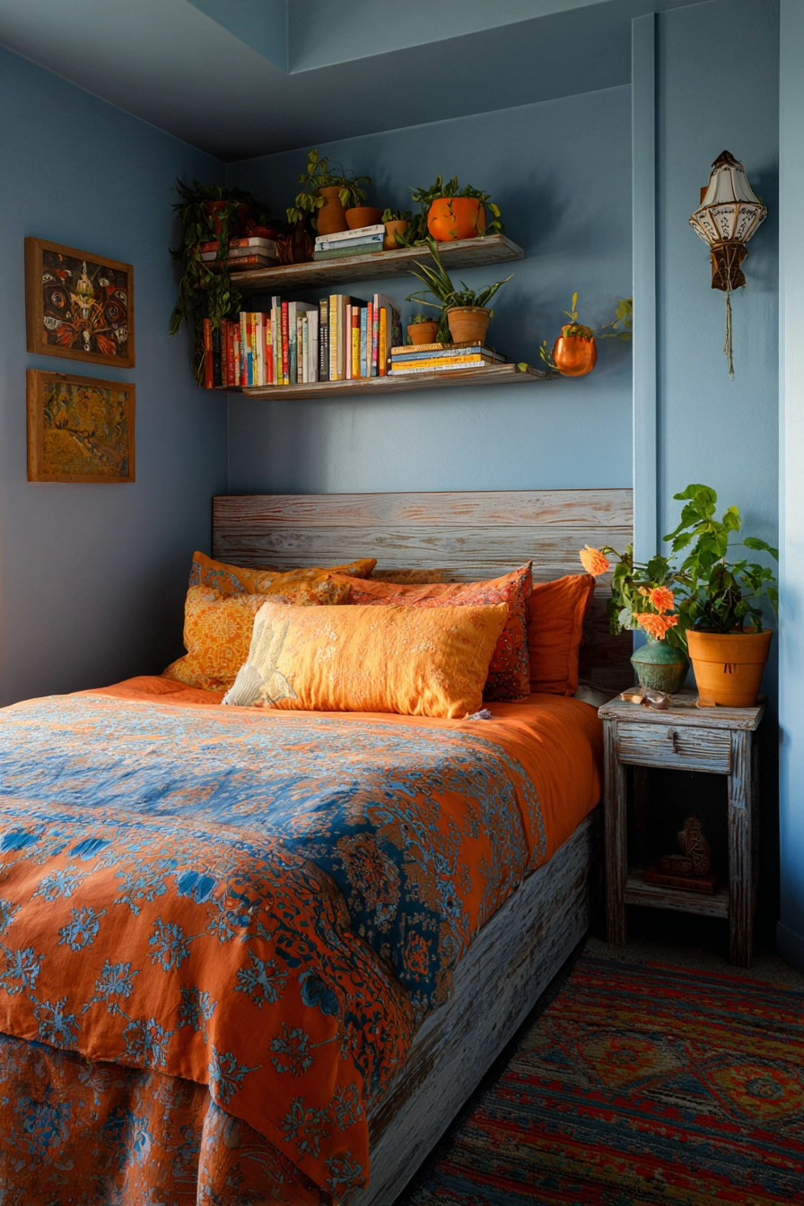 blue and orange bedroom 28
