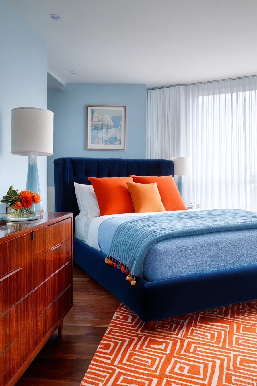 blue and orange bedroom 3