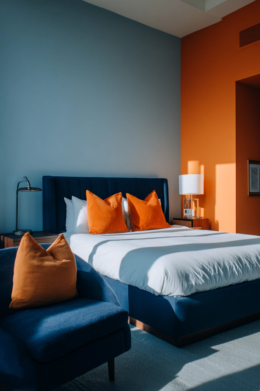 blue and orange bedroom 30