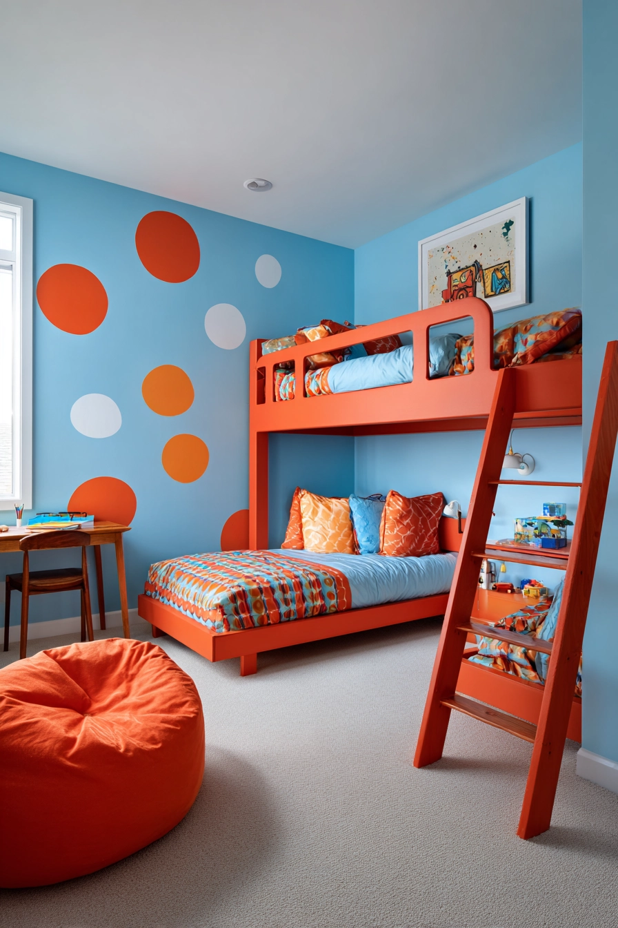 blue and orange bedroom 33