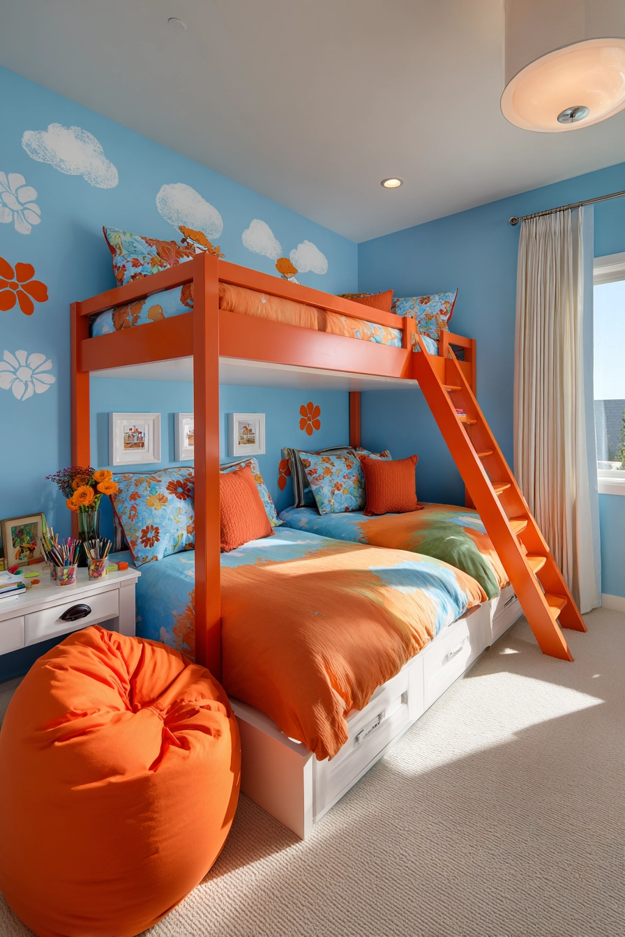 blue and orange bedroom 35