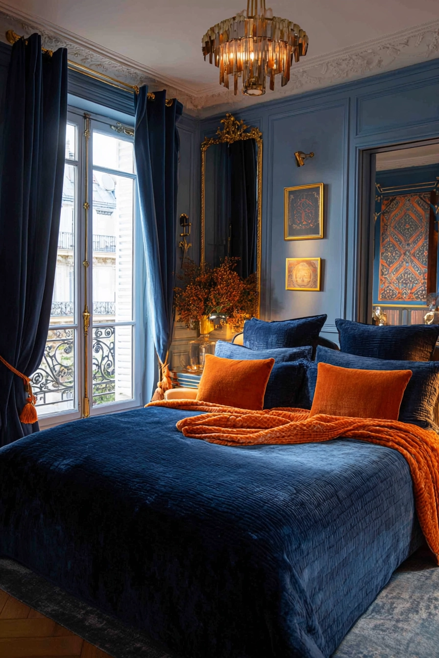 blue and orange bedroom 37